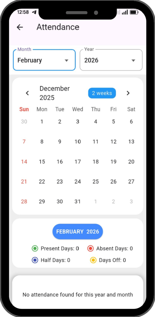 ERP mobile application user interface